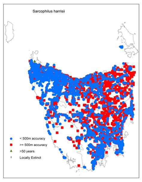 map of where tasmanian devils live